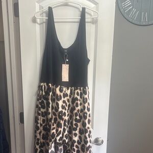 Black and Leopard Print short/skirt jumpsuit Dress